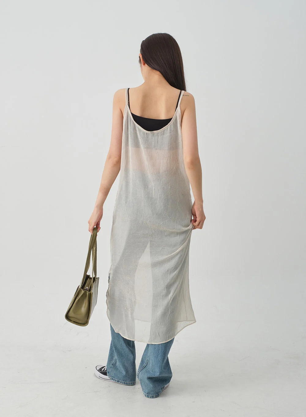 Wrinkle Sheer Cami Maxi Dress CJ08 - Image 13