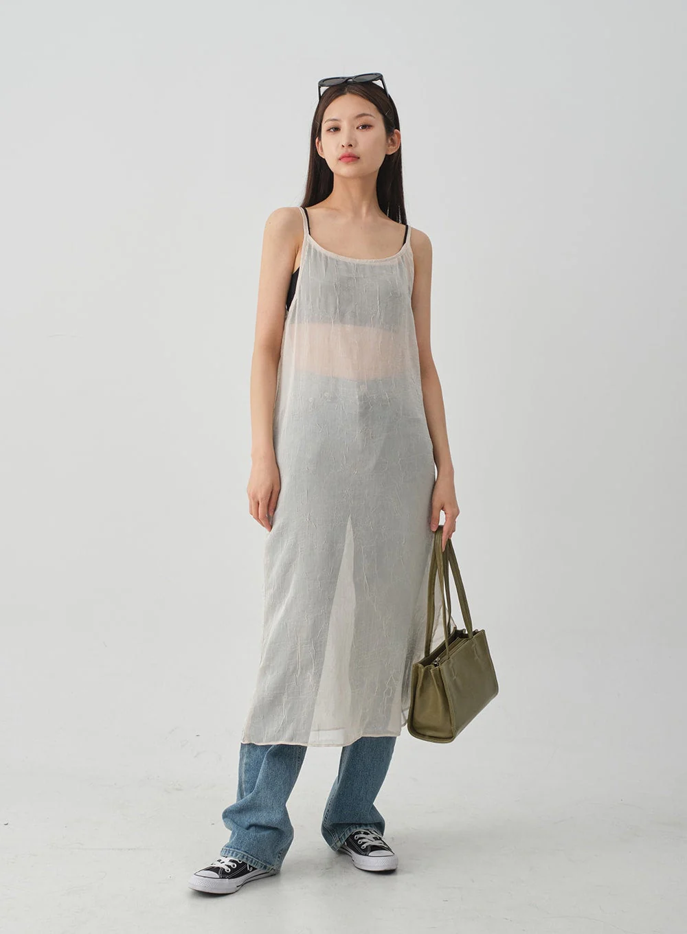 Wrinkle Sheer Cami Maxi Dress CJ08 - Image 5
