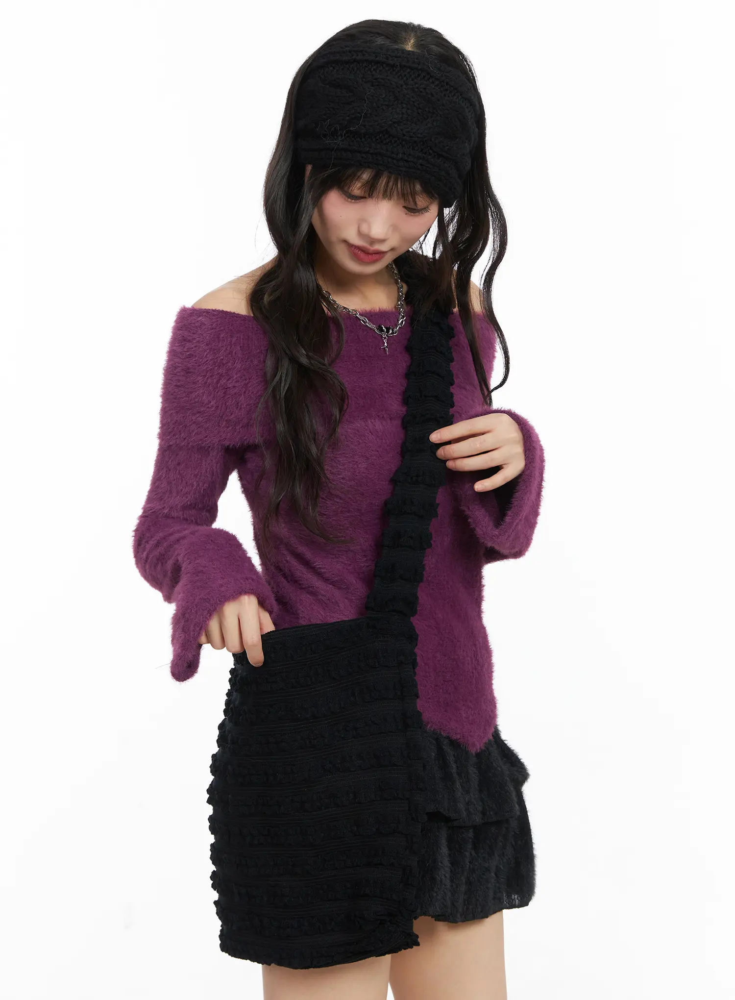 Wrinkled Knit Crossbody Bag CJ501 - Image 2