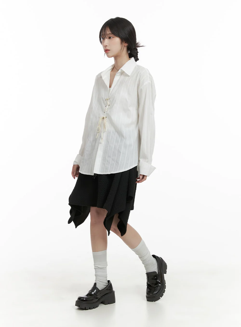 X Strap Striped Blouse CA408 - Image 2
