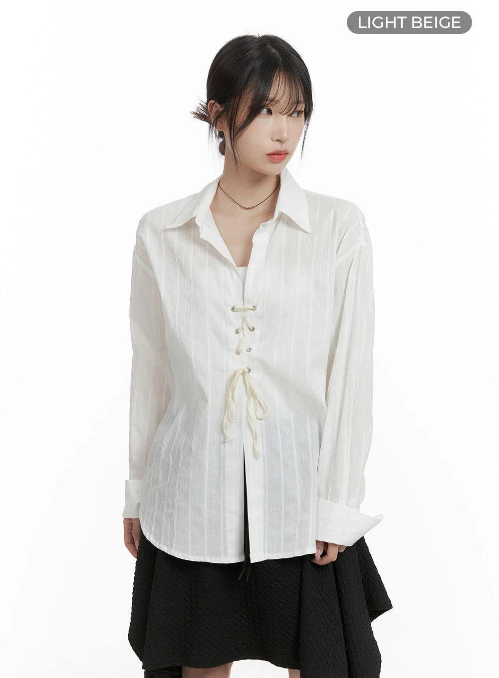 X Strap Striped Blouse CA408 - Image 7