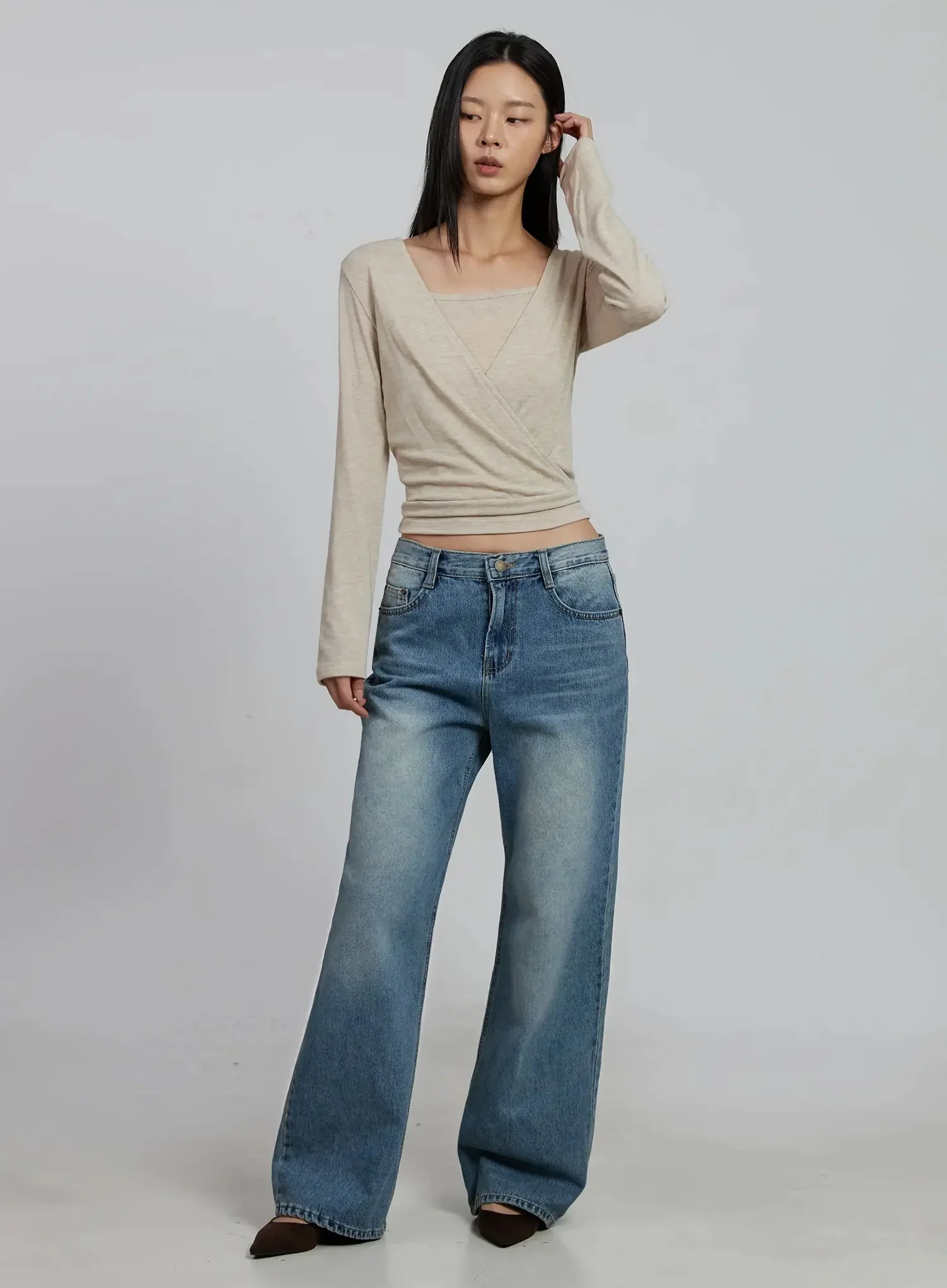 Zahra Vintage Washed Wide Jeans IM520 - Image 3