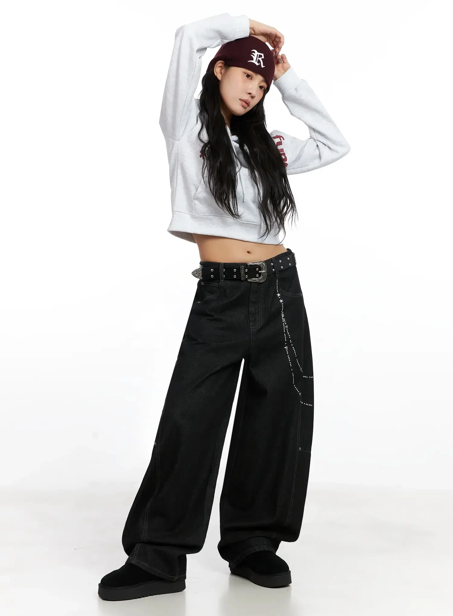 Zaria Embellished Wide Leg Jeans IN528 - Image 3