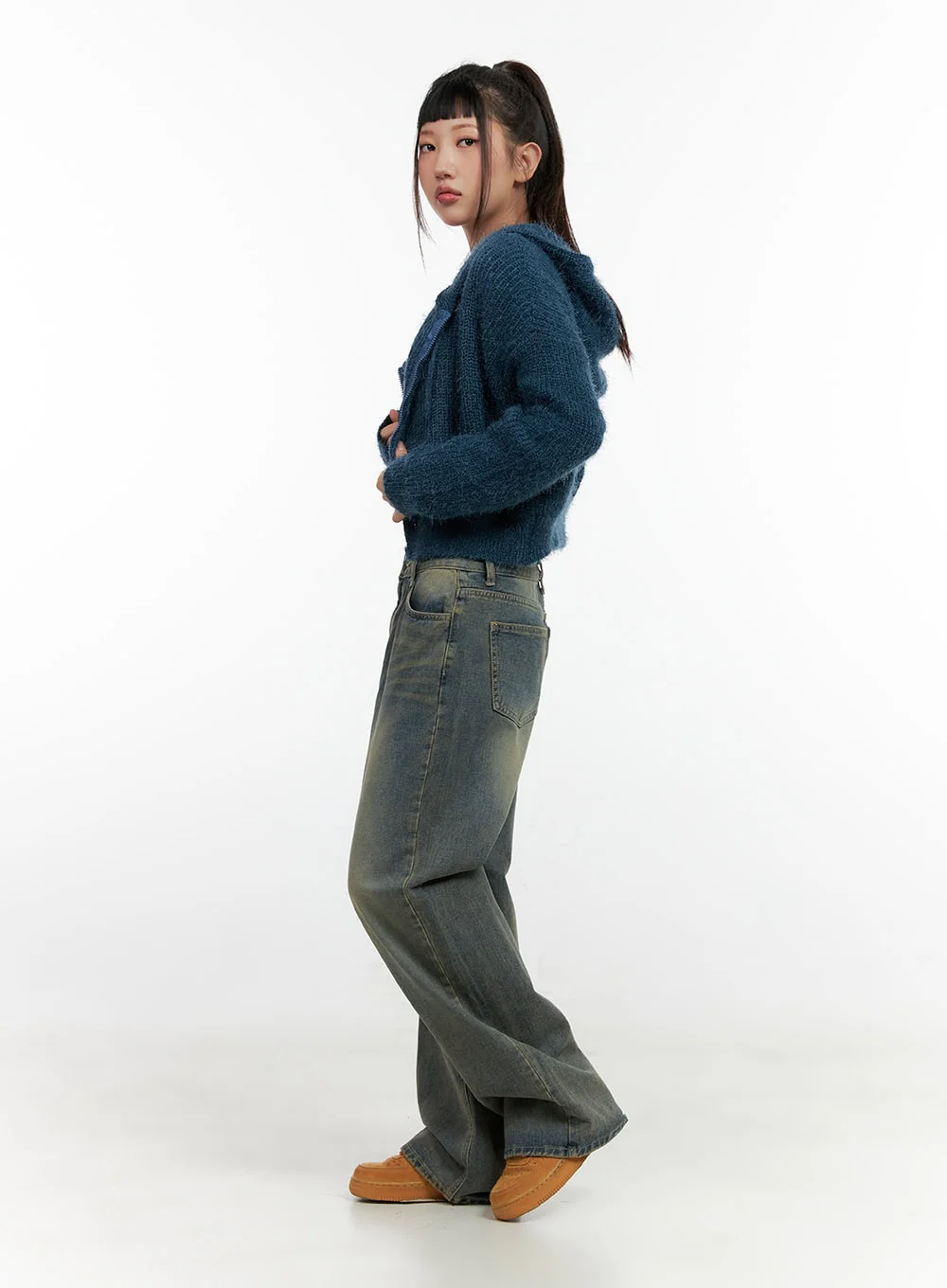 Zip-up Knit Hooded Cardigan CN401 - Image 4