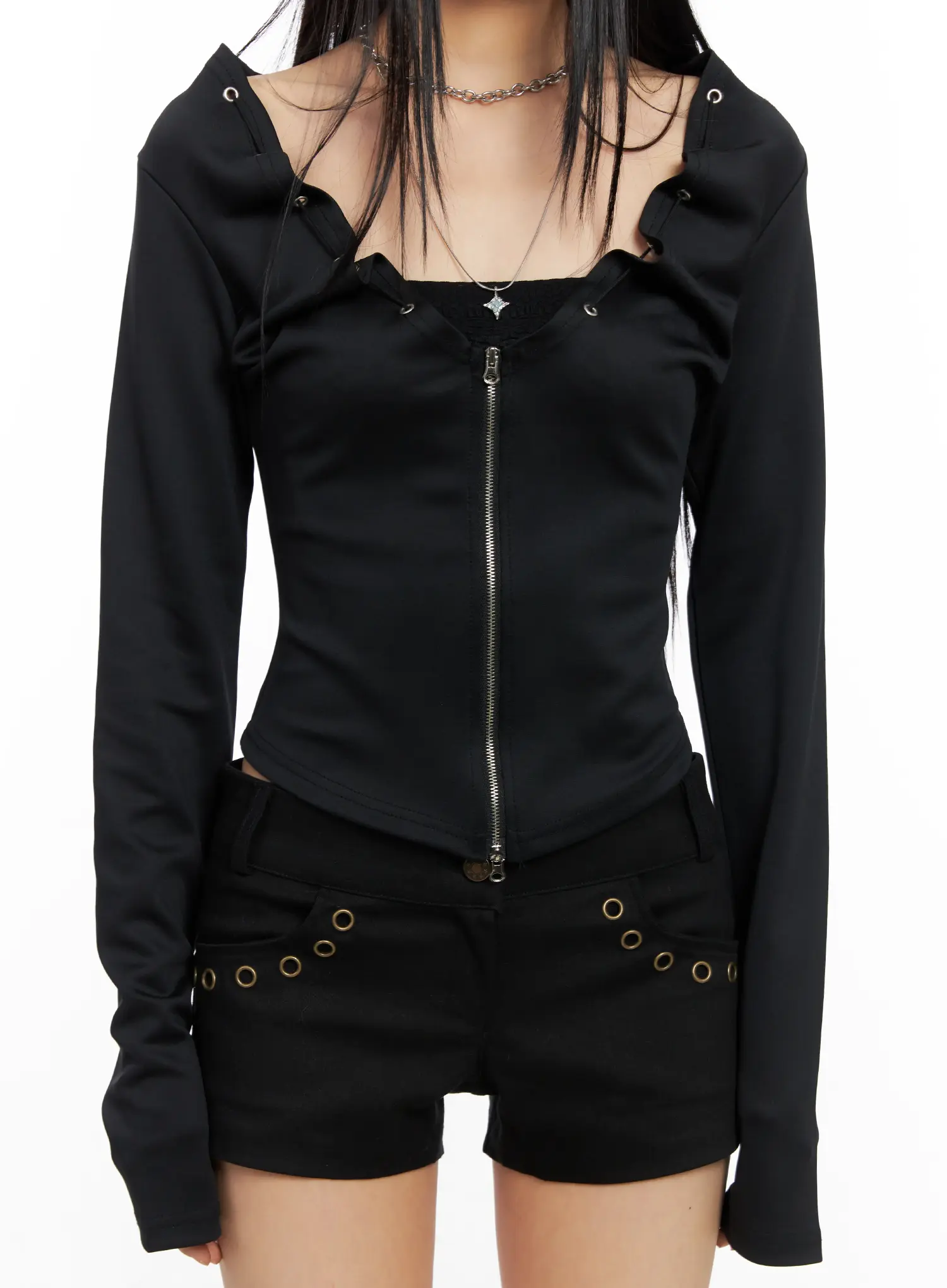 Zip-Up Long Sleeve Top CO529 - Image 3