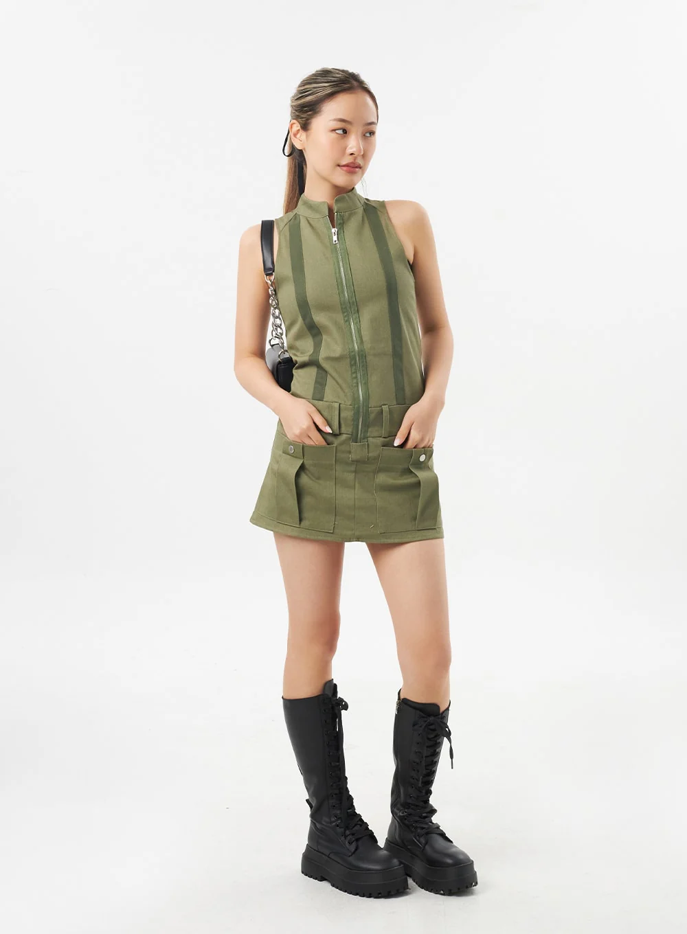 Zip-Up Mini Dress CU302 - Image 3