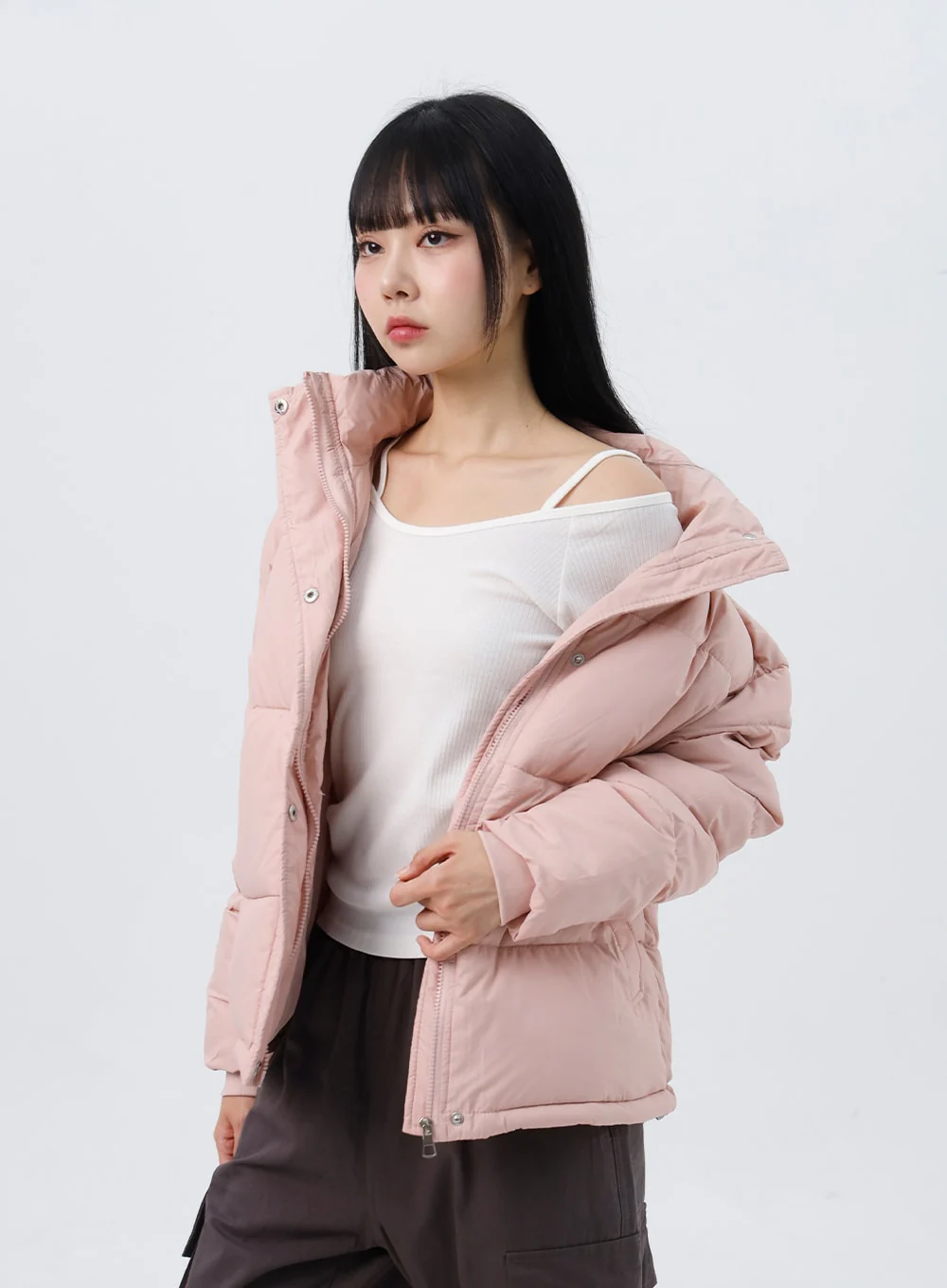Zip-Up Stand Collar Puffer Jacket CO319 - Image 12