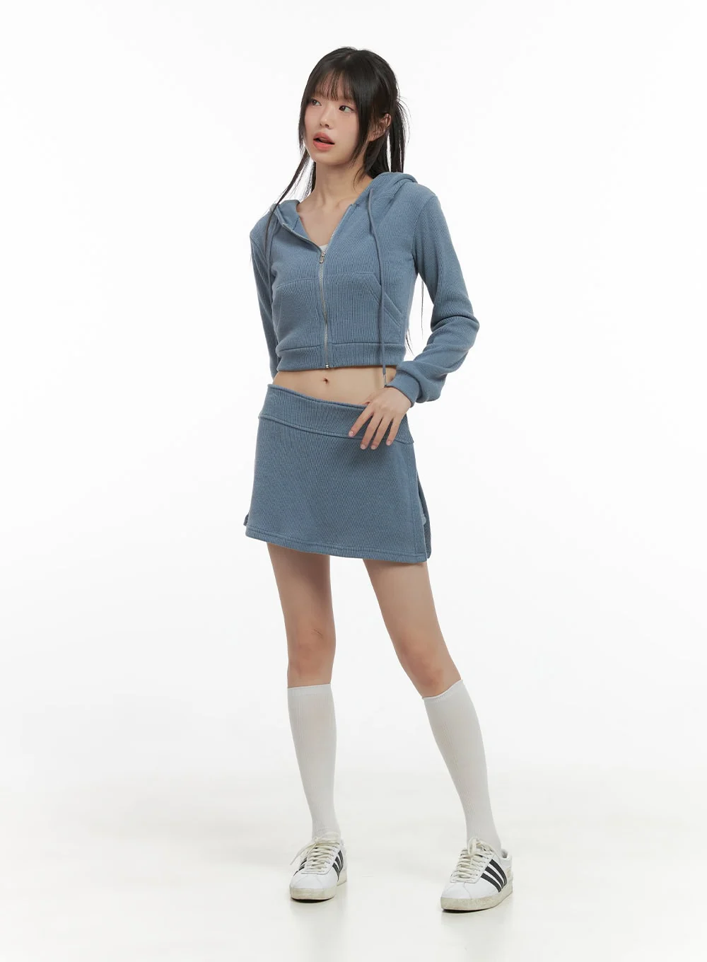 Zippered Hooded Crop Top CS410 - Image 2