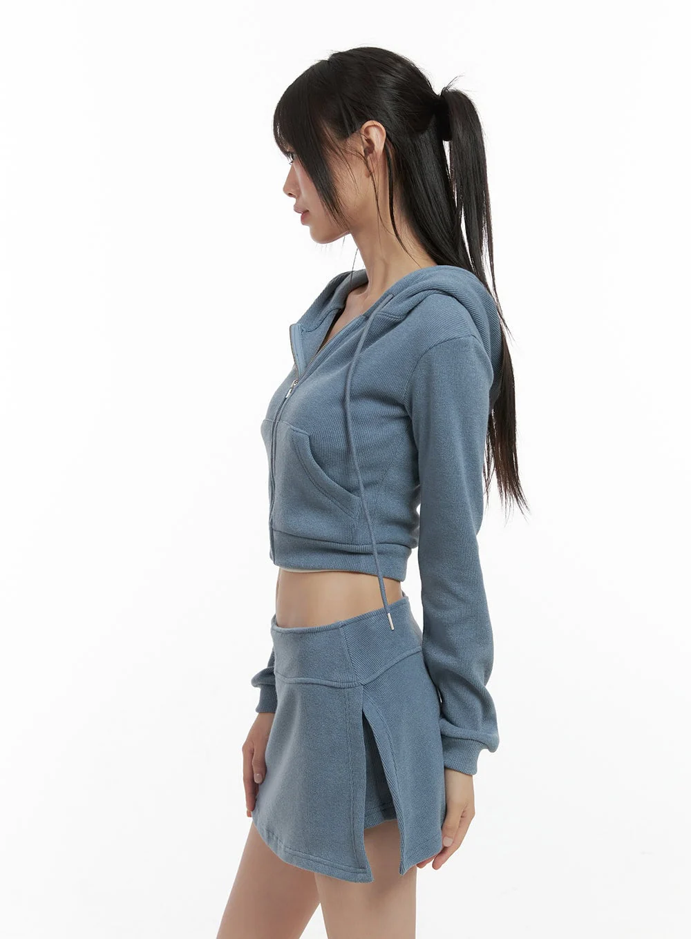 Zippered Hooded Crop Top CS410 - Image 3