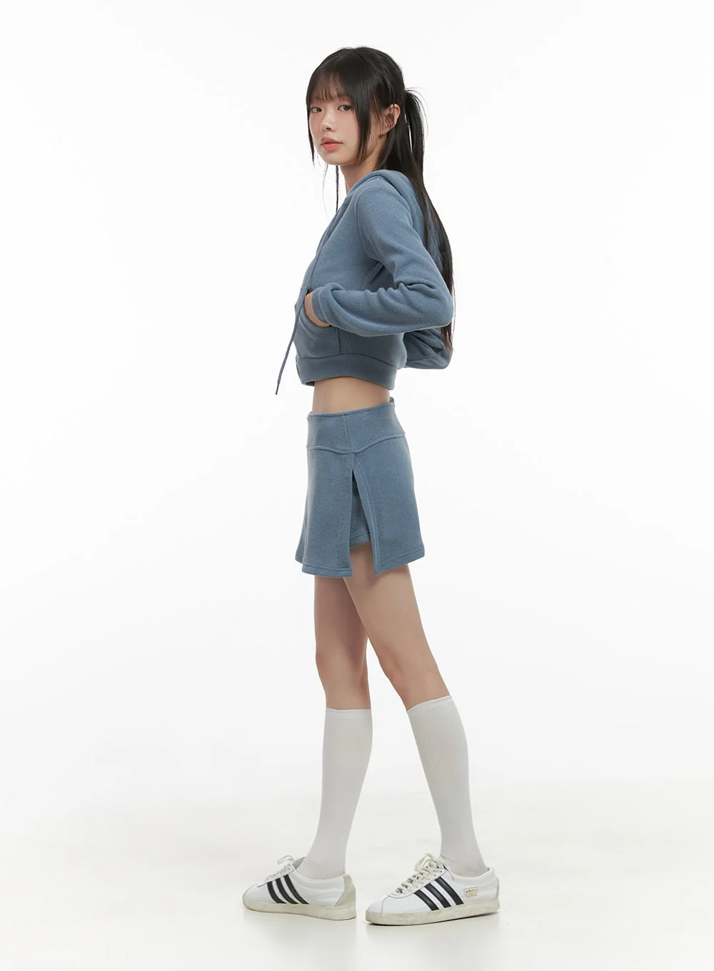 Zippered Hooded Crop Top CS410 - Image 4