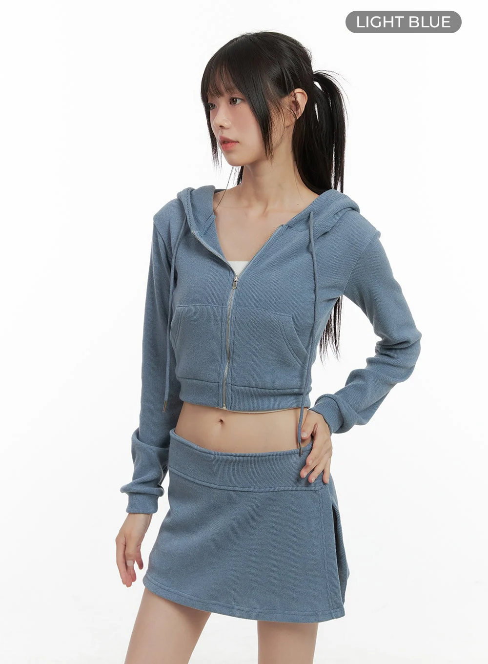 Zippered Hooded Crop Top CS410 - Image 7
